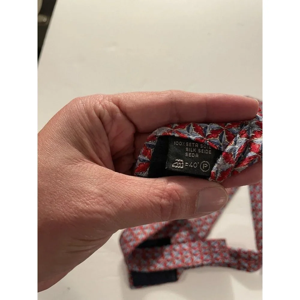 Ermenegildo Zegna Silk Red Tie Print 58” 3.5 Floral